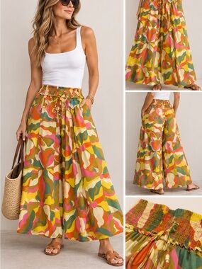 True Destinations Wide-Leg Palooza Abstract Print Pants